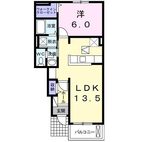 フィオーレ・花(1LDK/1階)の間取り写真