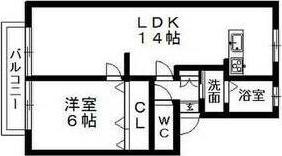 グリーンヴィレッジ瀬戸口(1LDK/1階)の間取り写真