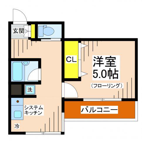 ロイヤルパレス(1DK/6階)の間取り写真