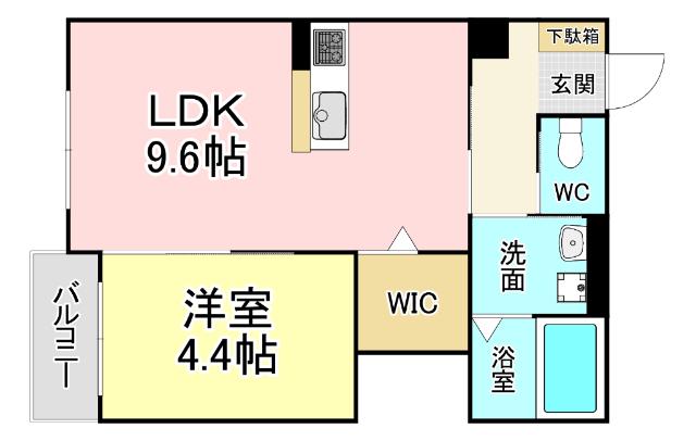 ELLINA貴船III(1LDK/2階)の間取り写真