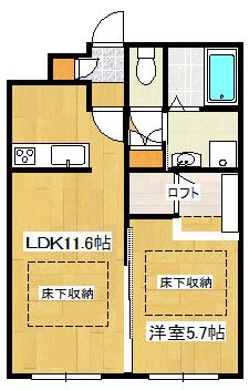 スカイガーデン(1LDK/3階)の間取り写真