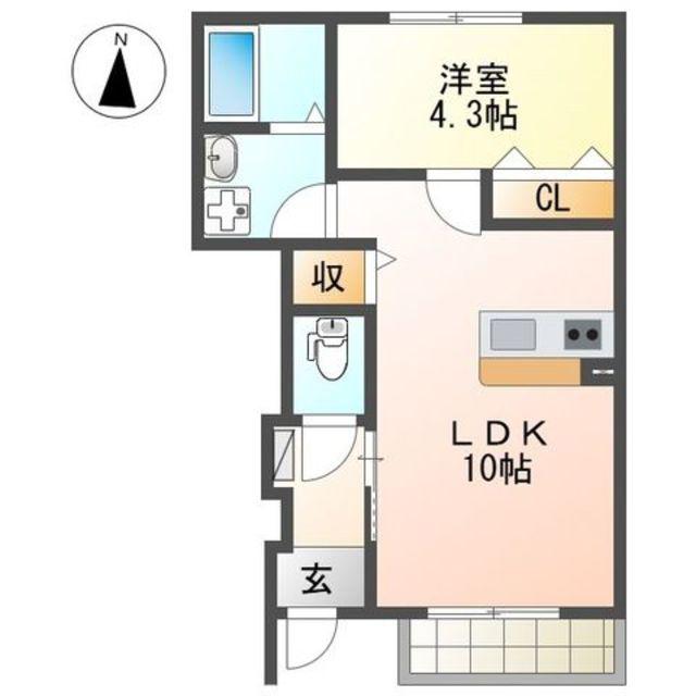 LULU LIVIN(1LDK/1階)の間取り写真