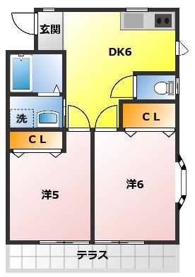 エスポワール・モア(2DK/1階)の間取り写真