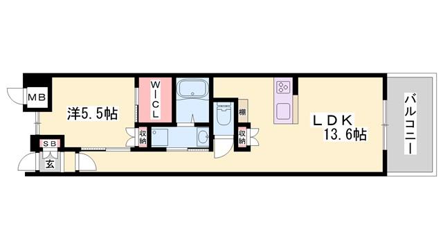 キャッスルコート神田町(1LDK/2階)の間取り写真