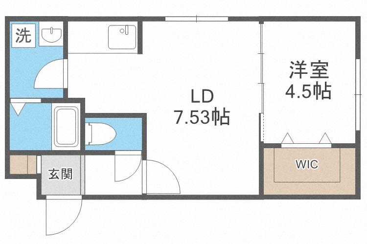 イミュータブル2(1LDK/2階)の間取り写真