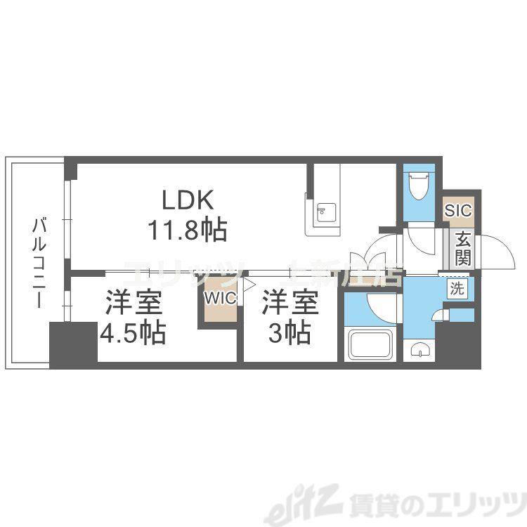アーバネックス南森町ウエスト(2LDK/6階)の間取り写真