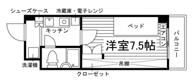 ベルフレール元住吉(1K/6階)の間取り写真