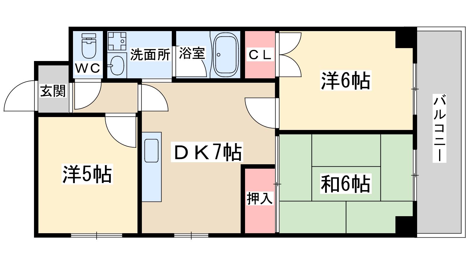 ロイヤルハイツ扇町2(3DK/2階)の間取り写真