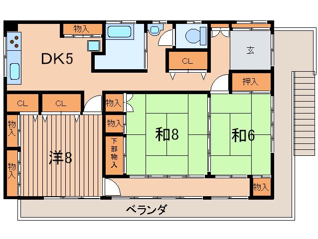 土屋アパ-ト(3DK/2階)の間取り写真