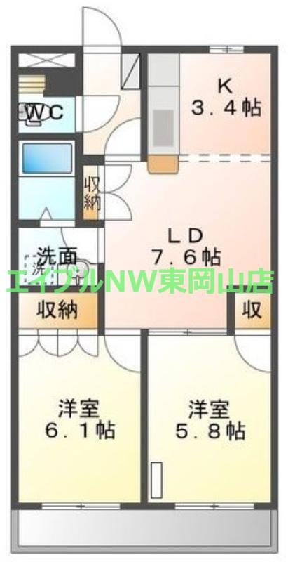 α-GRANDE(2LDK/1階)の間取り写真