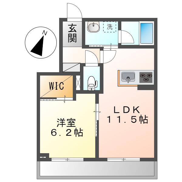 セルディーナ早島駅前(1LDK/2階)の間取り写真