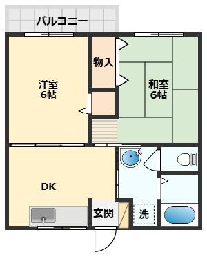 ボンジュール(2DK/2階)の間取り写真