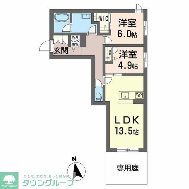 ＪＲ相模線 南橋本駅 徒歩17分 4階建 築1年(2LDK/4階)の間取り写真