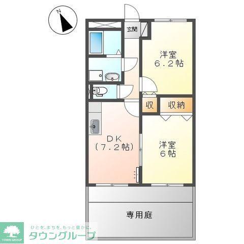 セントラルハイツI(2DK/1階)の間取り写真