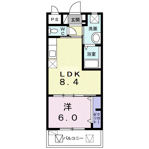 西武門みーちハウス(1LDK/2階)の間取り写真