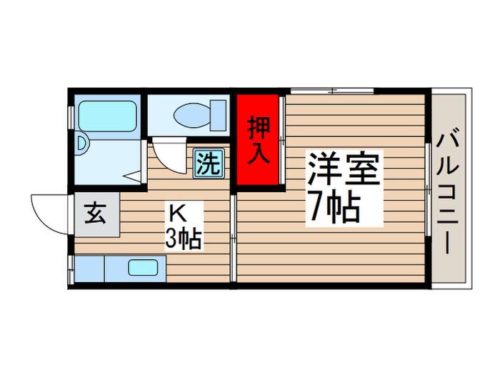 コスモハイツ(1K/2階)の間取り写真