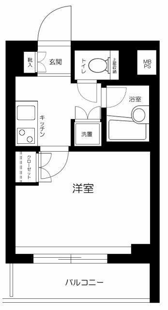 ルーブル中野富士見町参番館(1K/2階)の間取り写真