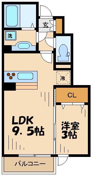 クレール多摩(1LDK/1階)の間取り写真