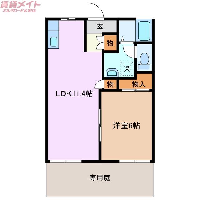 コートアイリス A棟(1LDK/1階)の間取り写真