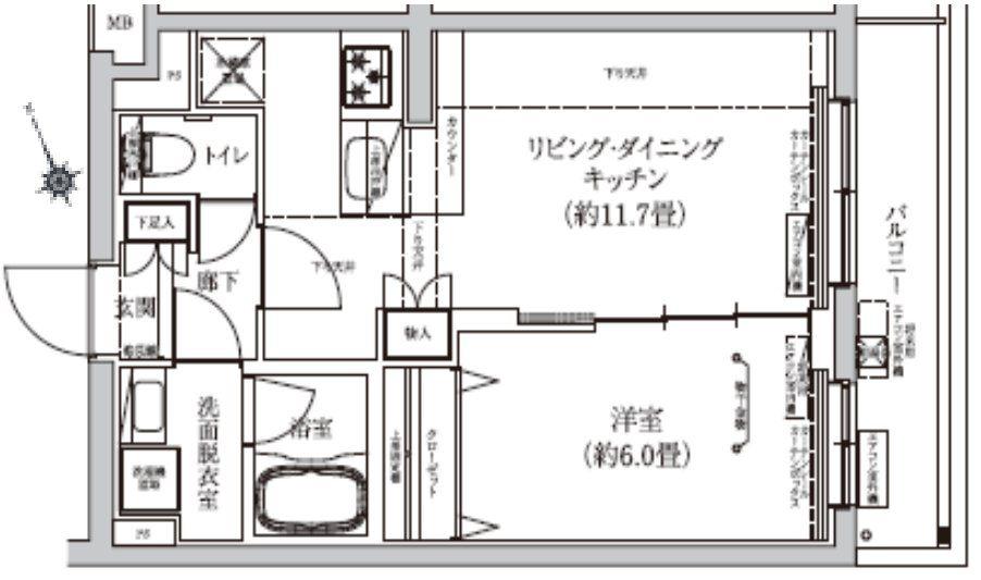 アイルグランデ押上ノースドゥーエ(1LDK/2階)の間取り写真