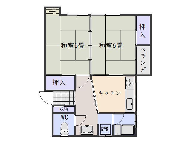 石塚マンション(2K/2階)の間取り写真