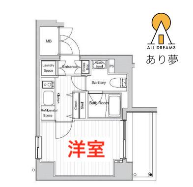 ベルグレードYS(1K/8階)の間取り写真