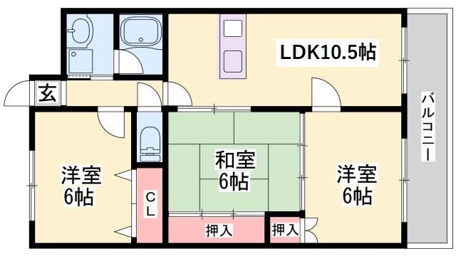 グリーンキャッスル南五葉(3LDK/3階)の間取り写真