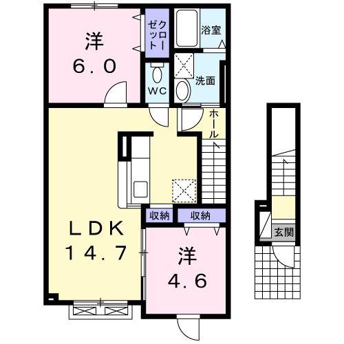 ラ・ヴェラ・ルーチェ(2LDK/2階)の間取り写真