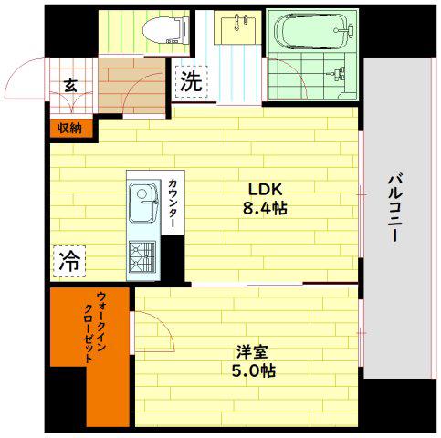 ブランシエスタ都島通(1LDK/5階)の間取り写真