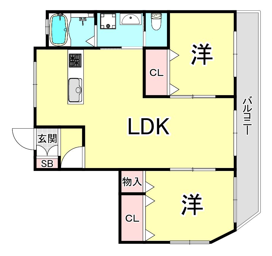 コーポ愛和(2LDK/2階)の間取り写真