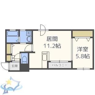 アシル西町C棟(1LDK/4階)の間取り写真