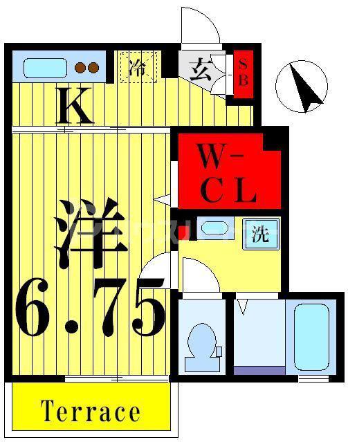 プランドールIII(1K/1階)の間取り写真