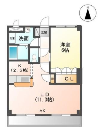 ストリーム氏神前(1LDK/1階)の間取り写真