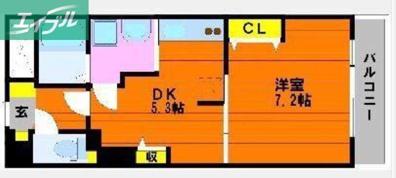ラフィーネ大供(1DK/6階)の間取り写真