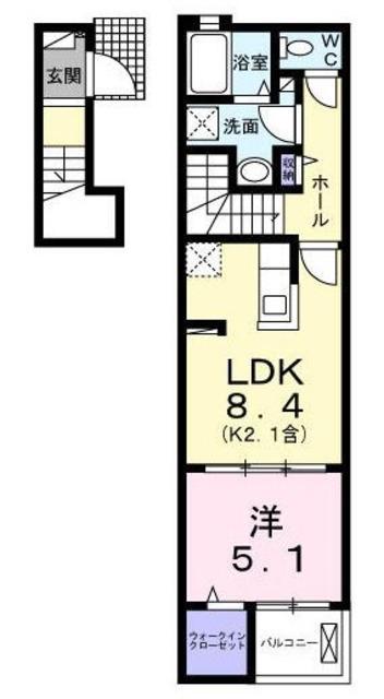 フォンターナ・ガルボII(1LDK/2階)の間取り写真