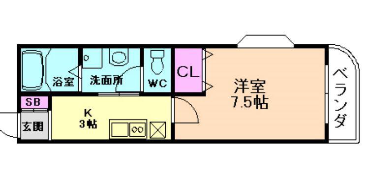 メゾンアマノII(1K/2階)の間取り写真