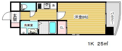 ウエンズ神戸(1K/9階)の間取り写真