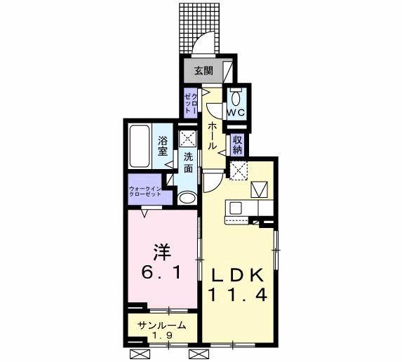 マルシェIII(1LDK/1階)の間取り写真