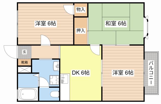 グリーンハイツ堅田(3DK/2階)の間取り写真