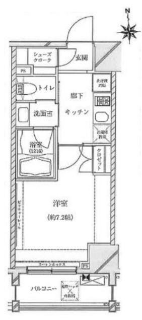 クレイシア亀戸(1K/2階)の間取り写真
