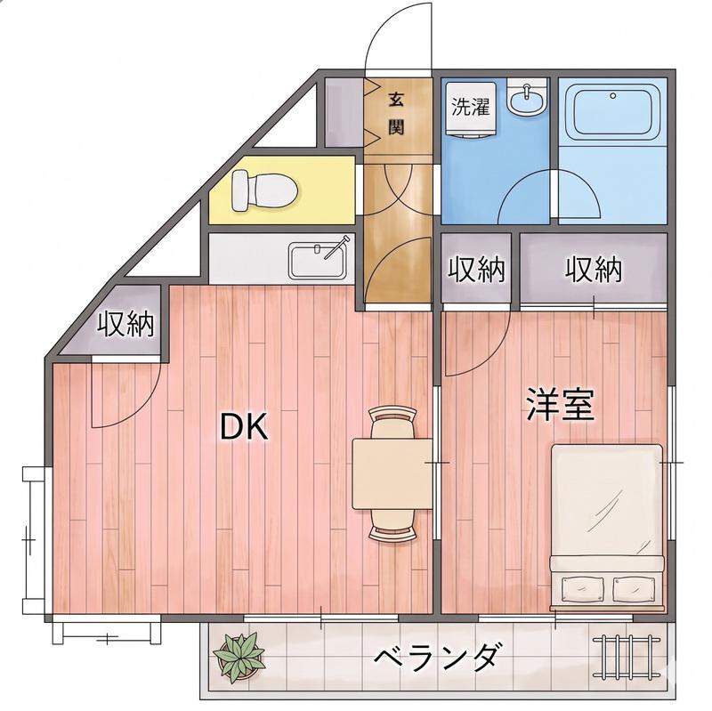 多摩川荘(1LDK/2階)の間取り写真