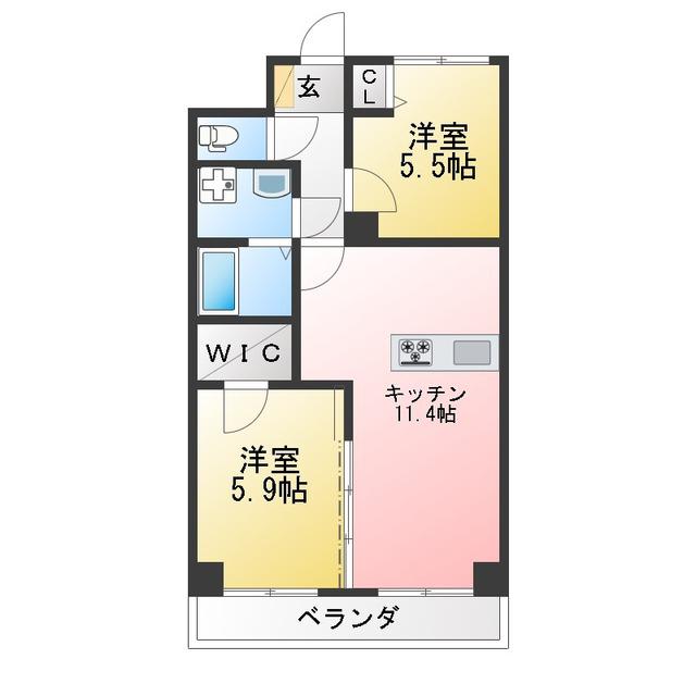 ホーユーパレス南林間(2LDK/5階)の間取り写真