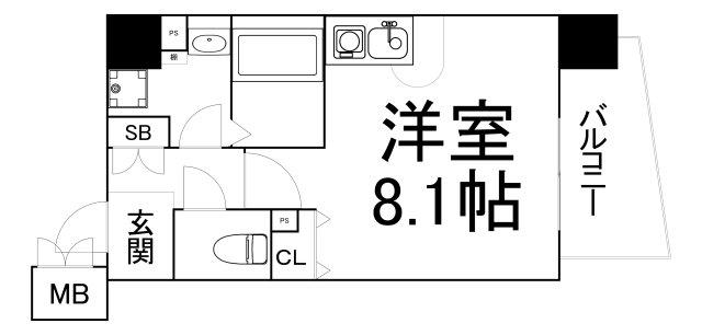 エイペックス松屋町ヴァンデュール(ワンルーム/3階)の間取り写真