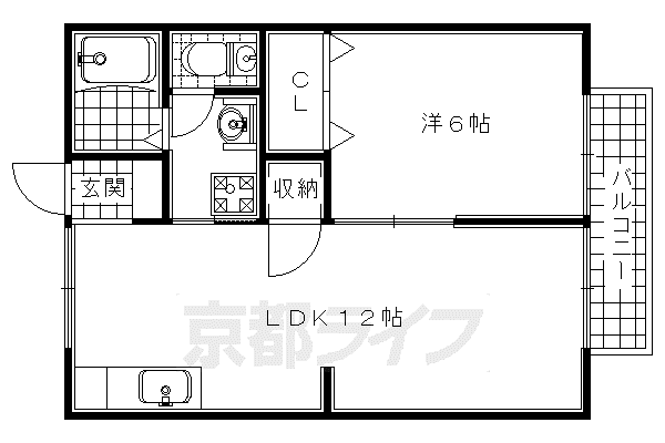 セジュール伊勢田(1LDK/1階)の間取り写真