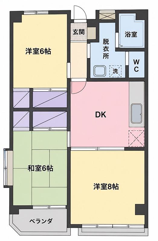 グリーンヒルズ石川I(3DK/2階)の間取り写真