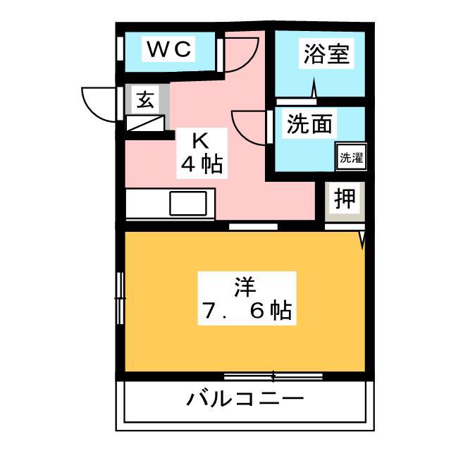 ソワサントUCHIDA(1K/2階)の間取り写真