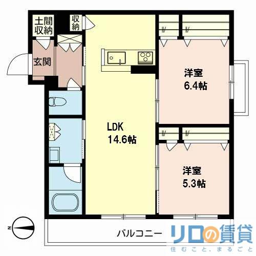 シャーメゾンアリスティオ(2LDK/2階)の間取り写真