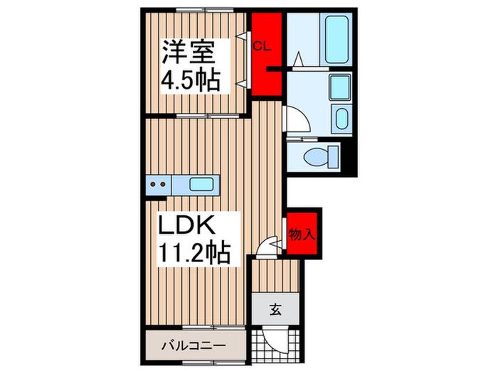 リーブルファイン三郷半田II(1LDK/1階)の間取り写真