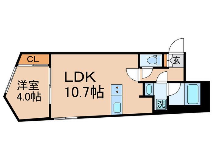 FABRIC NAKAI DUE RESIDENCE(1LDK/2階)の間取り写真