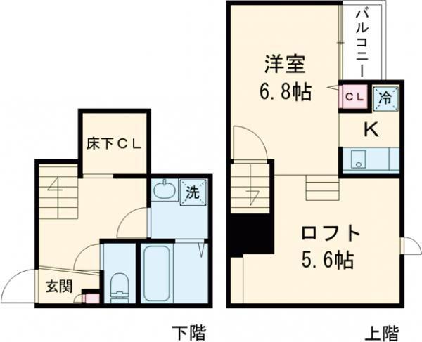 ADC麦島II(1K/1階)の間取り写真
